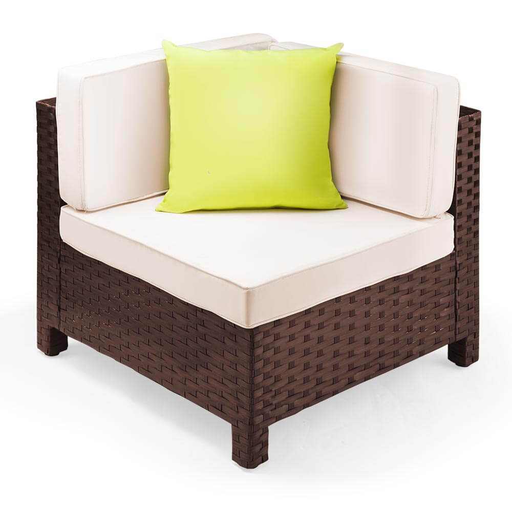 LONDON RATTAN 1pc Outdoor Wicker Lounge Corner Garden Sofa Chair