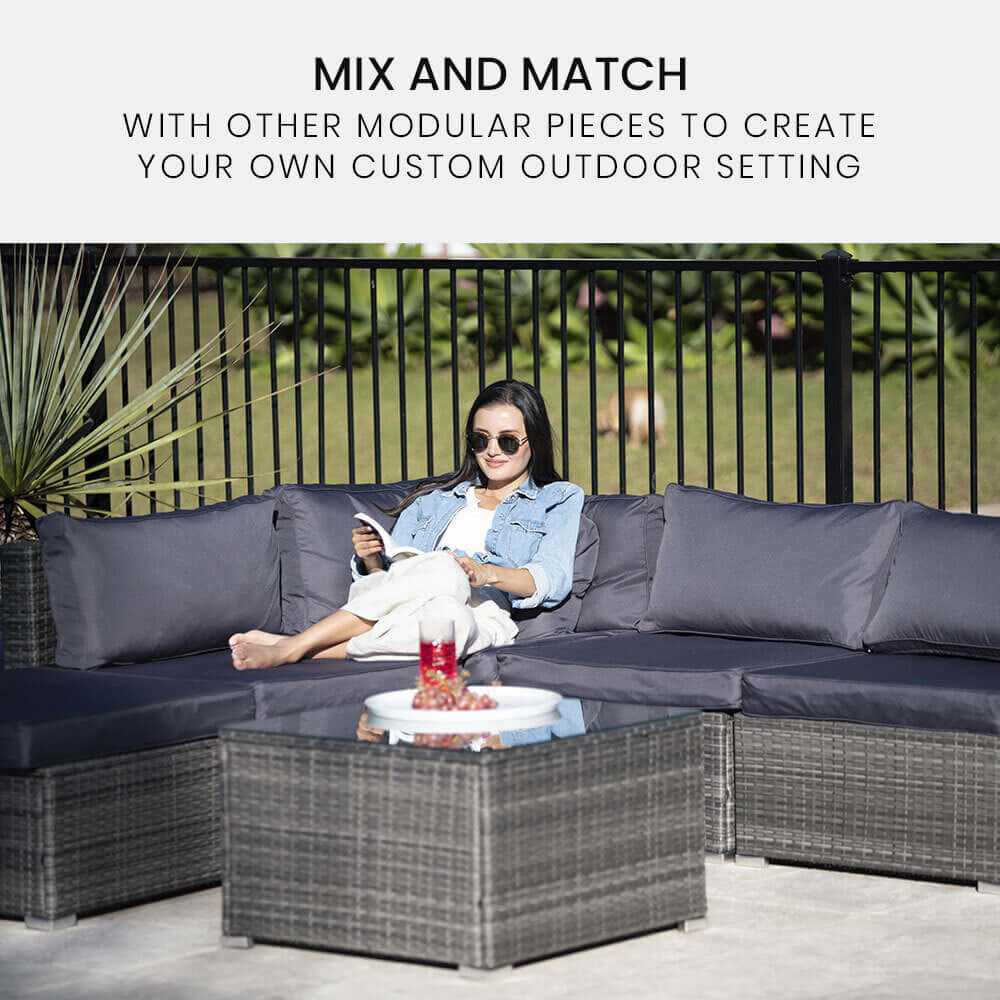 LONDON Rattan Coffee Table - Grey