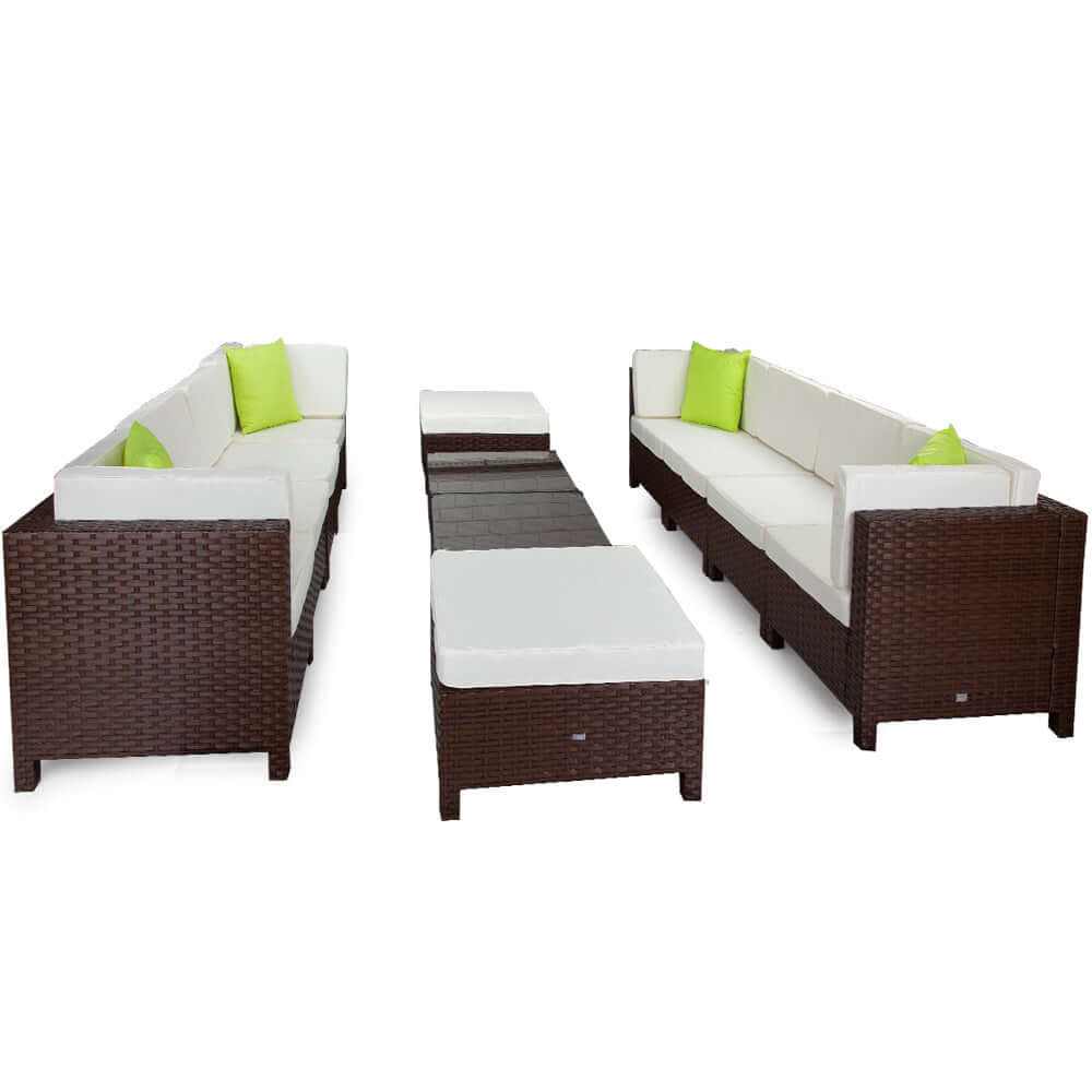 LONDON RATTAN 12pc Outdoor Patio Brown Wicker Sofa Set