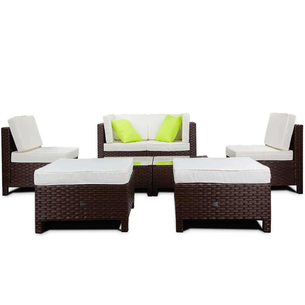 LONDON RATTAN 8pc Outdoor Setting Brown Rattan Garden Furniture