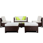 LONDON RATTAN 8pc Outdoor Setting Brown Rattan Garden Furniture