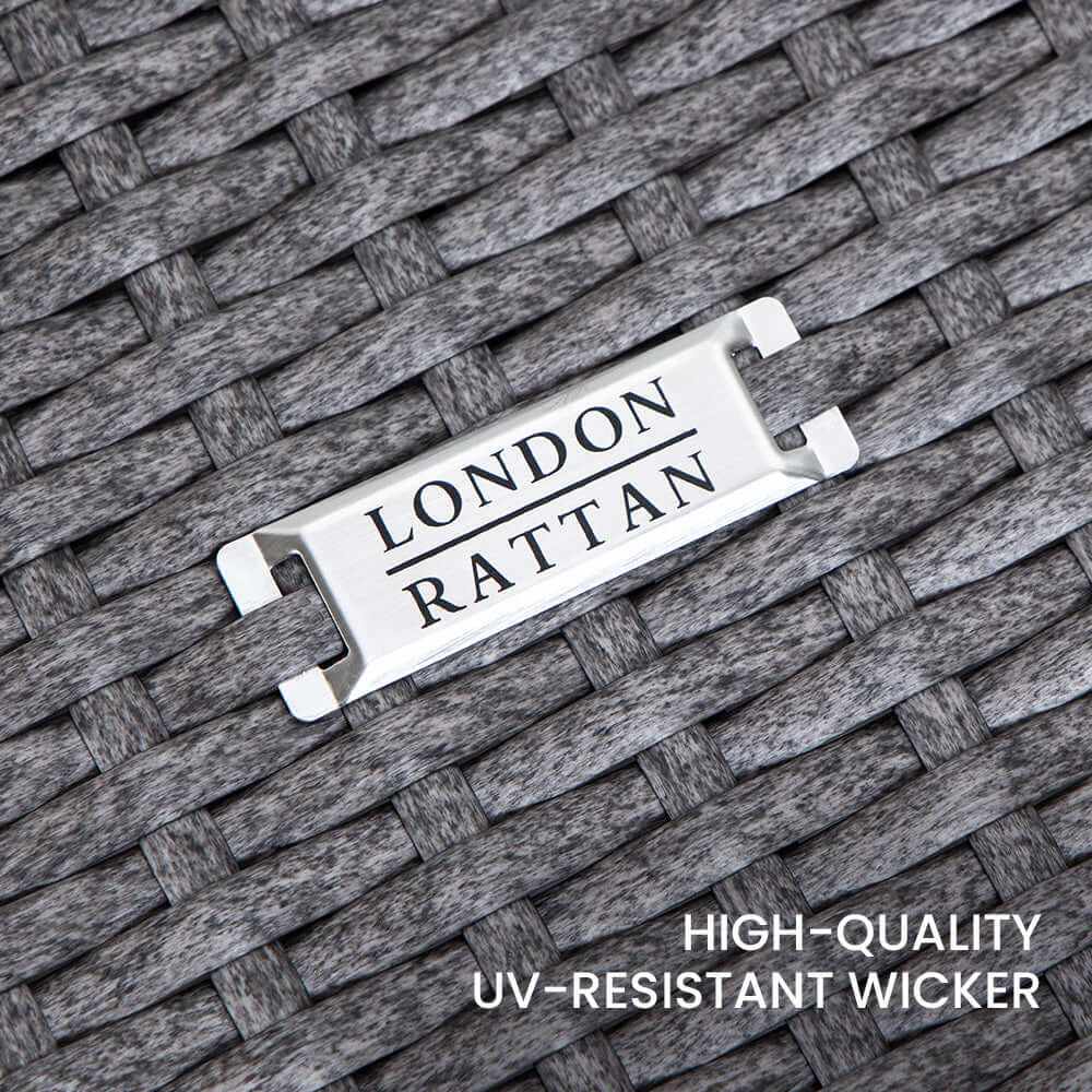 LONDON RATTAN 3 Piece Wicker Patio Set with Table and Chairs - Grey