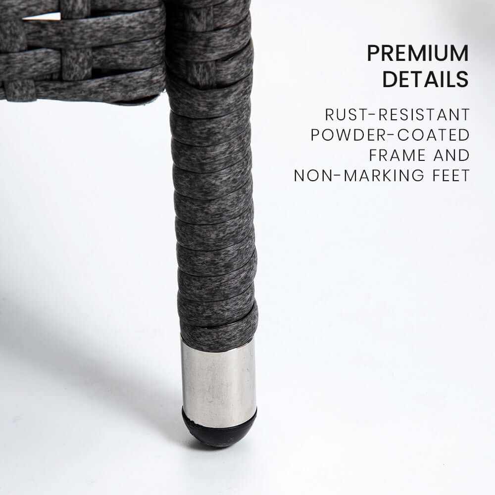 LONDON RATTAN 3 Piece Wicker Patio Set with Table and Chairs - Grey