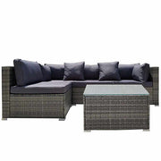 LONDON RATTAN 5 Piece Modular Outdoor Couch Set With Coffee Table - Gr