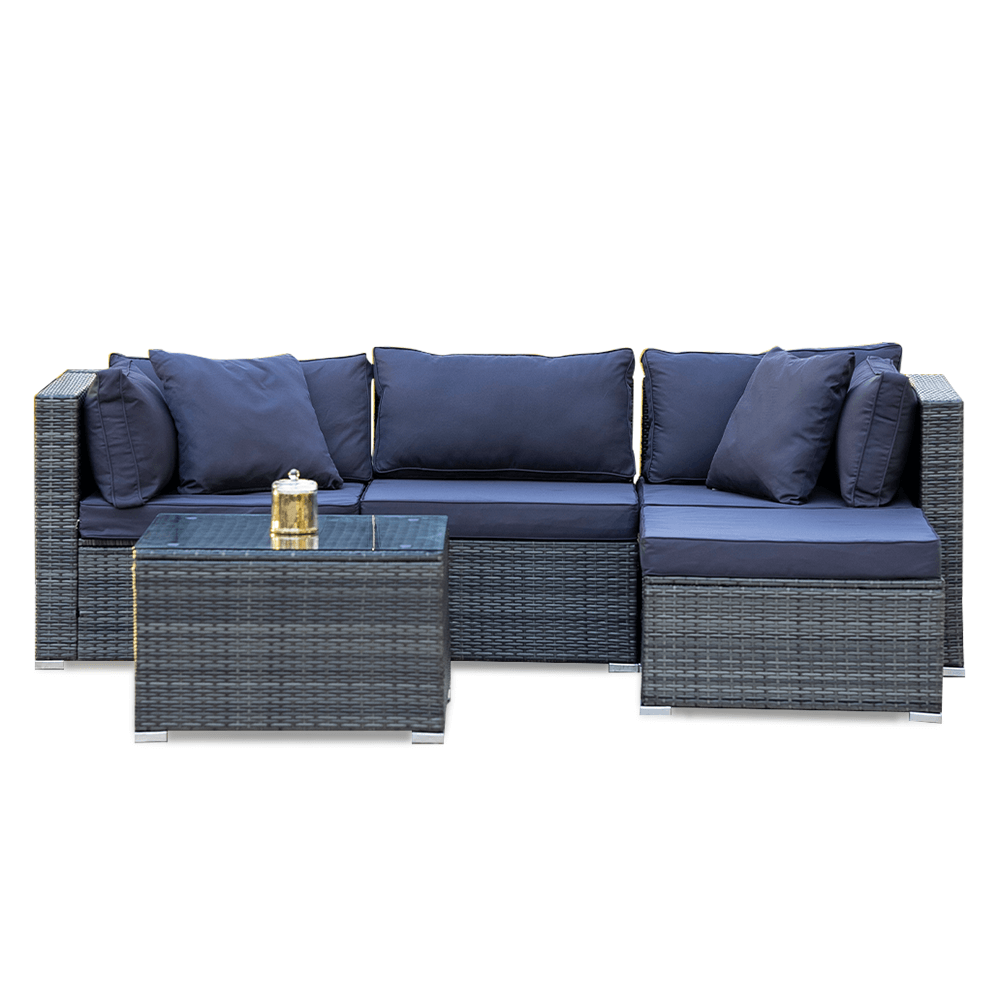 LONDON 4 Seater Outdoor Rattan Couch - Grey