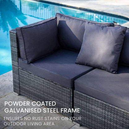 LONDON 4 Seater Outdoor Rattan Couch - Grey