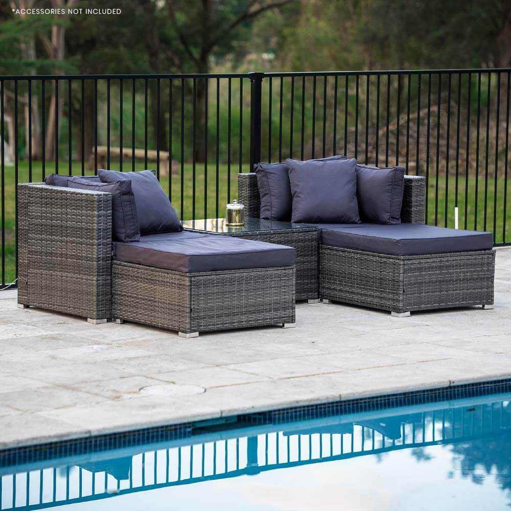 LONDON RATTAN 4 Seater Modular Garden Furniture Grey