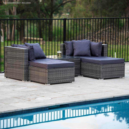 LONDON RATTAN 4 Seater Modular Garden Furniture Grey