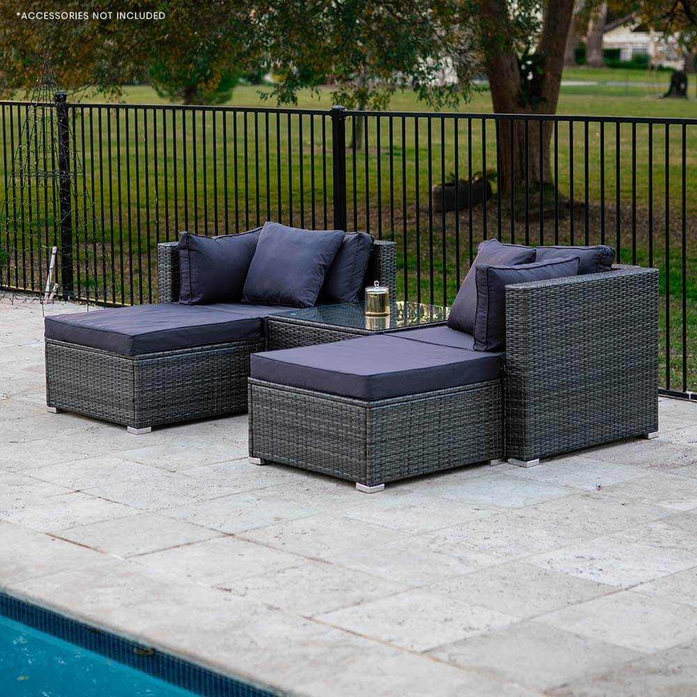 LONDON RATTAN 4 Seater Modular Garden Furniture Grey