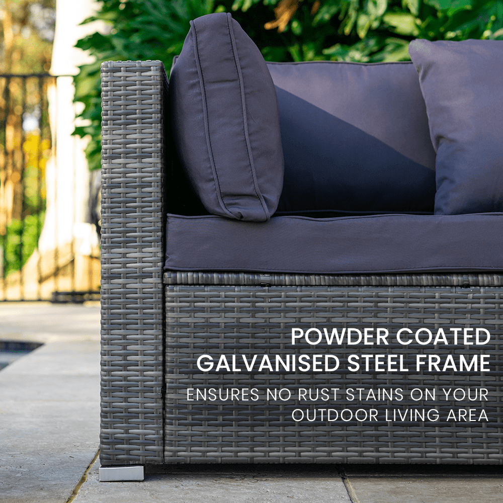 LONDON RATTAN 5 Seater Outdoor Modular Lounge Setting with Coffee Tabl