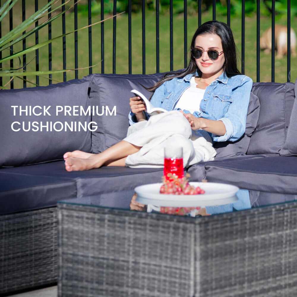 LONDON RATTAN 5 Seater Modular Outdoor Patio Furniture - Grey