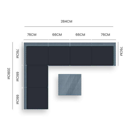 LONDON RATTAN 7 Piece 6 Seater Modular Outdoor Lounge with Coffee Tabl