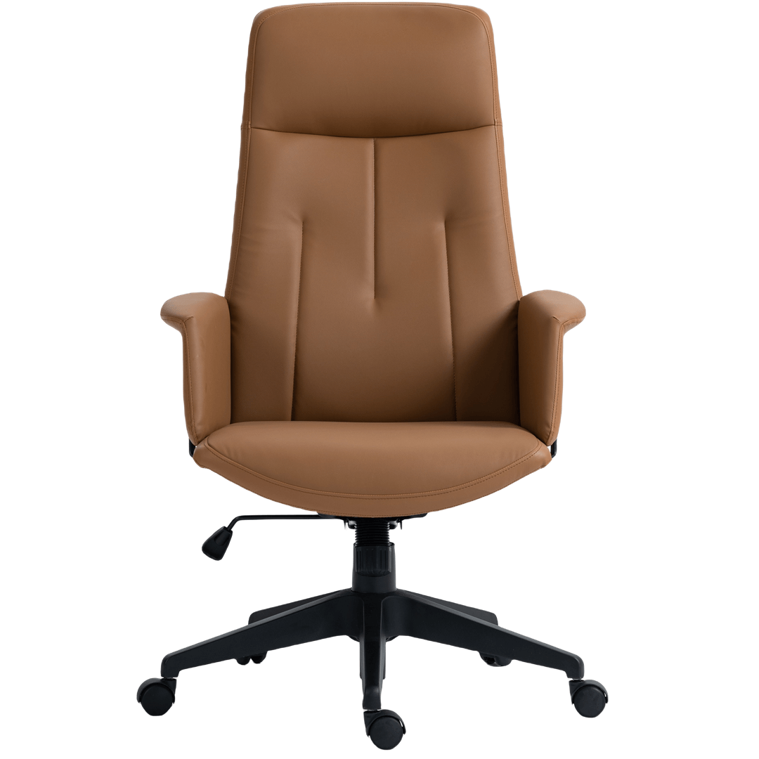 High Back PU Leather Light Brown Office Chair