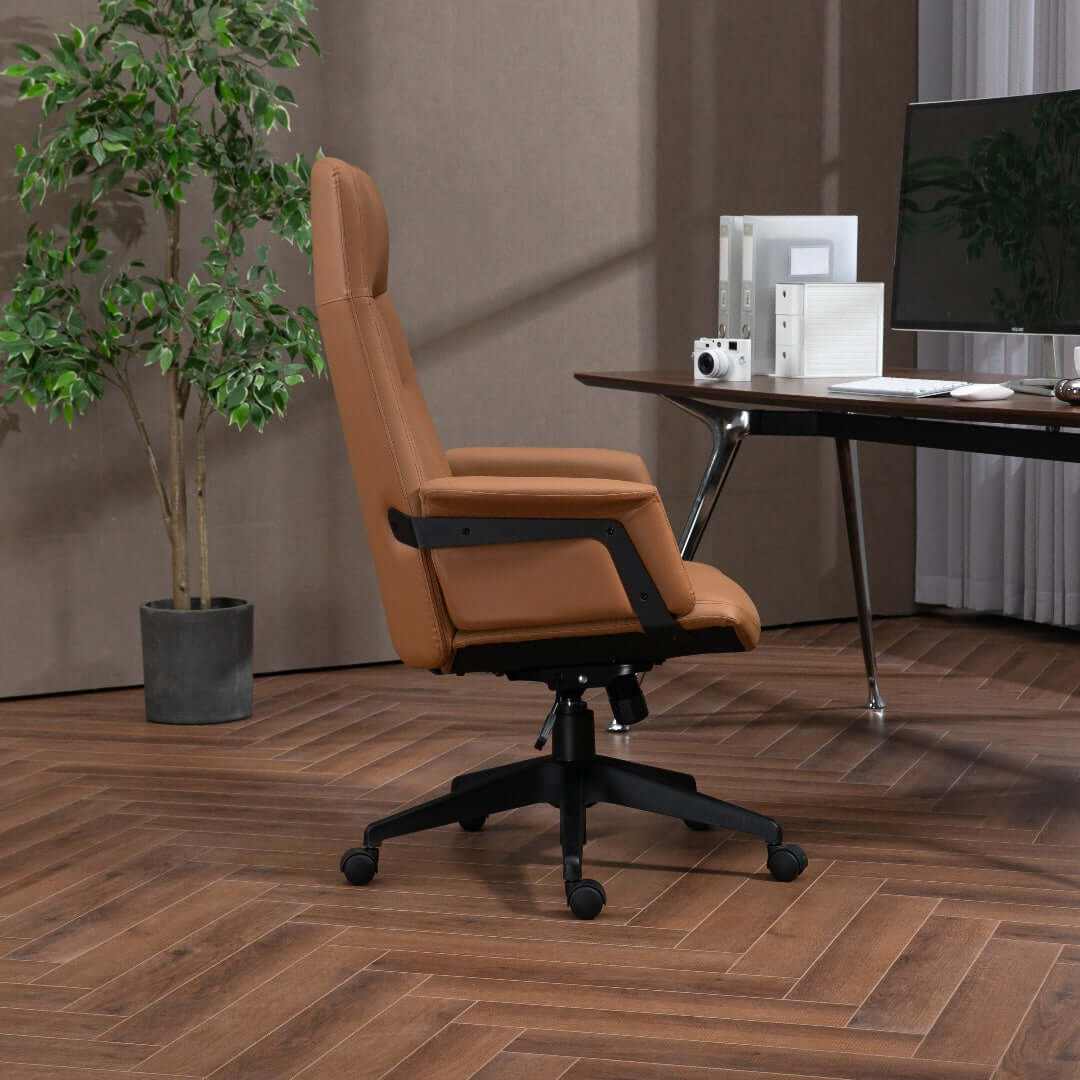 High Back PU Leather Light Brown Office Chair