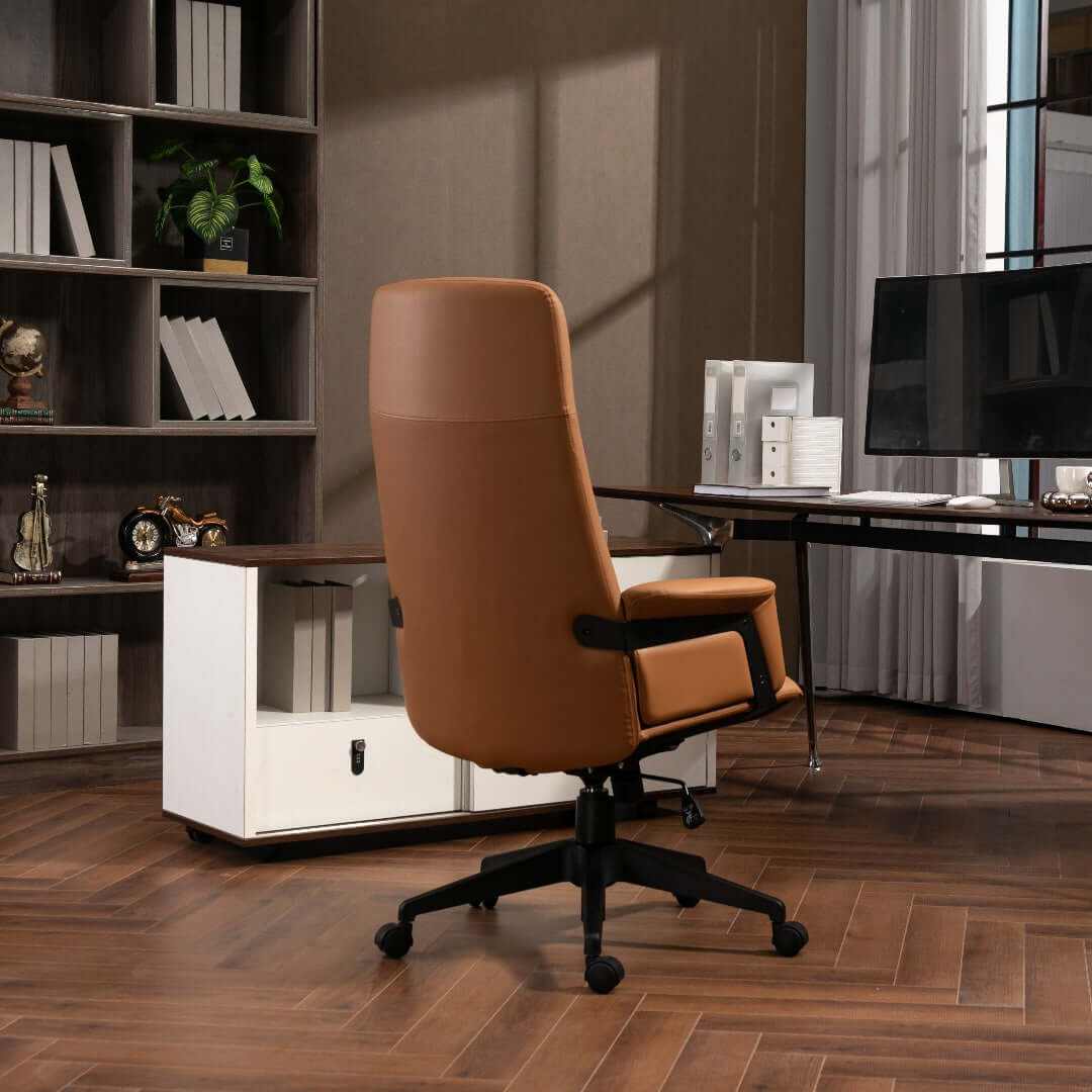 High Back PU Leather Light Brown Office Chair