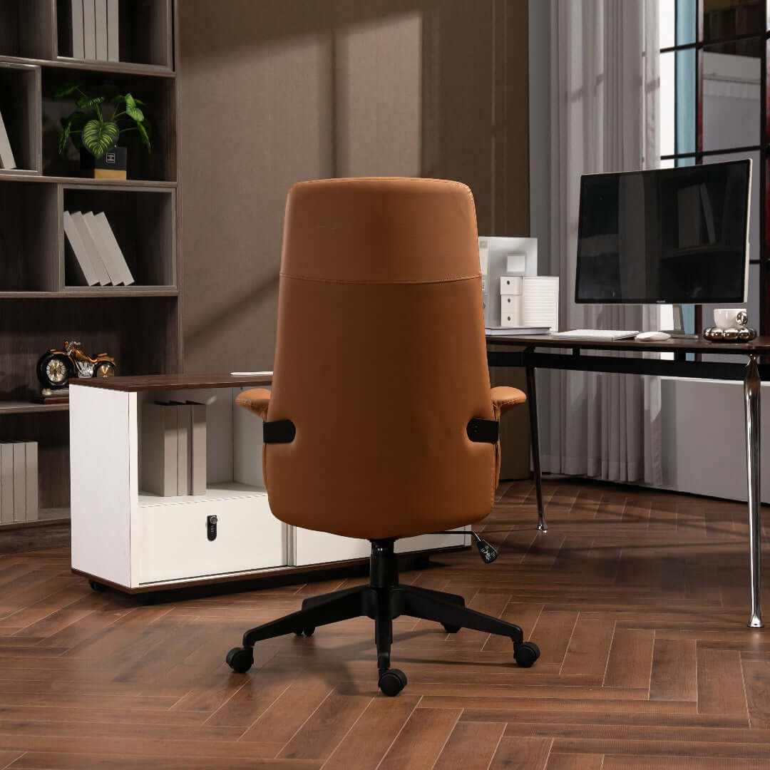 High Back PU Leather Light Brown Office Chair