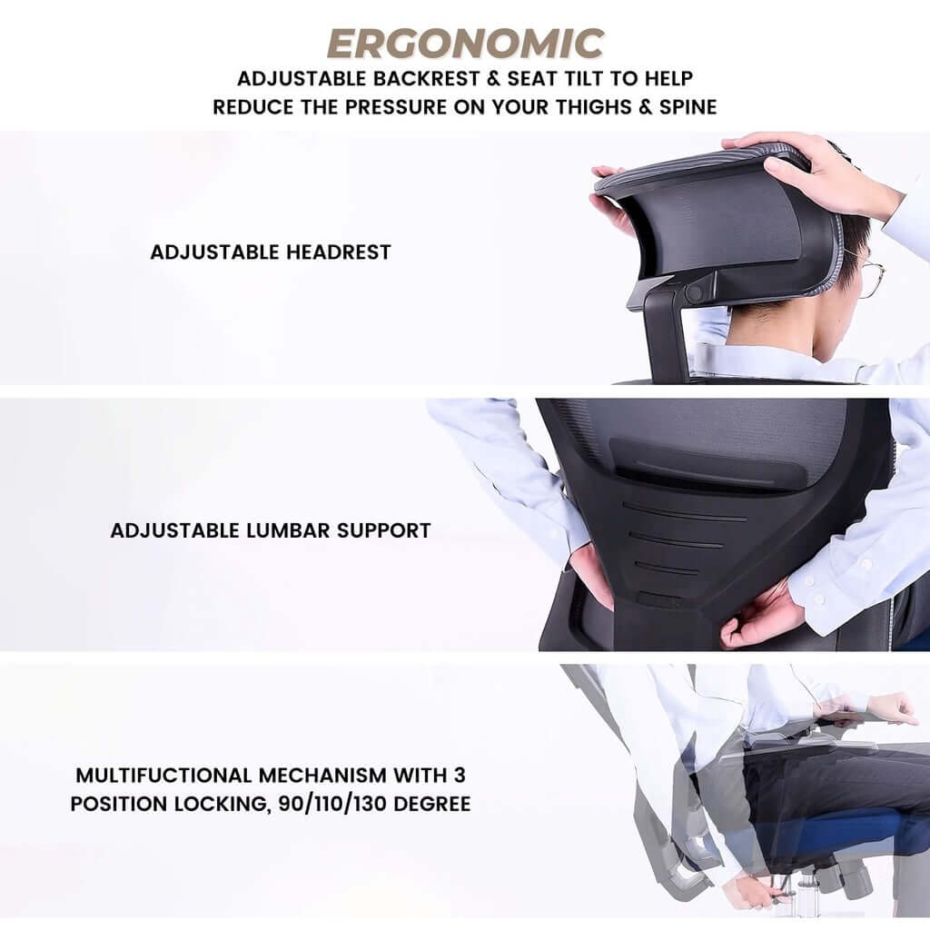 EKKIO Ava Backrest Office Chair - Black