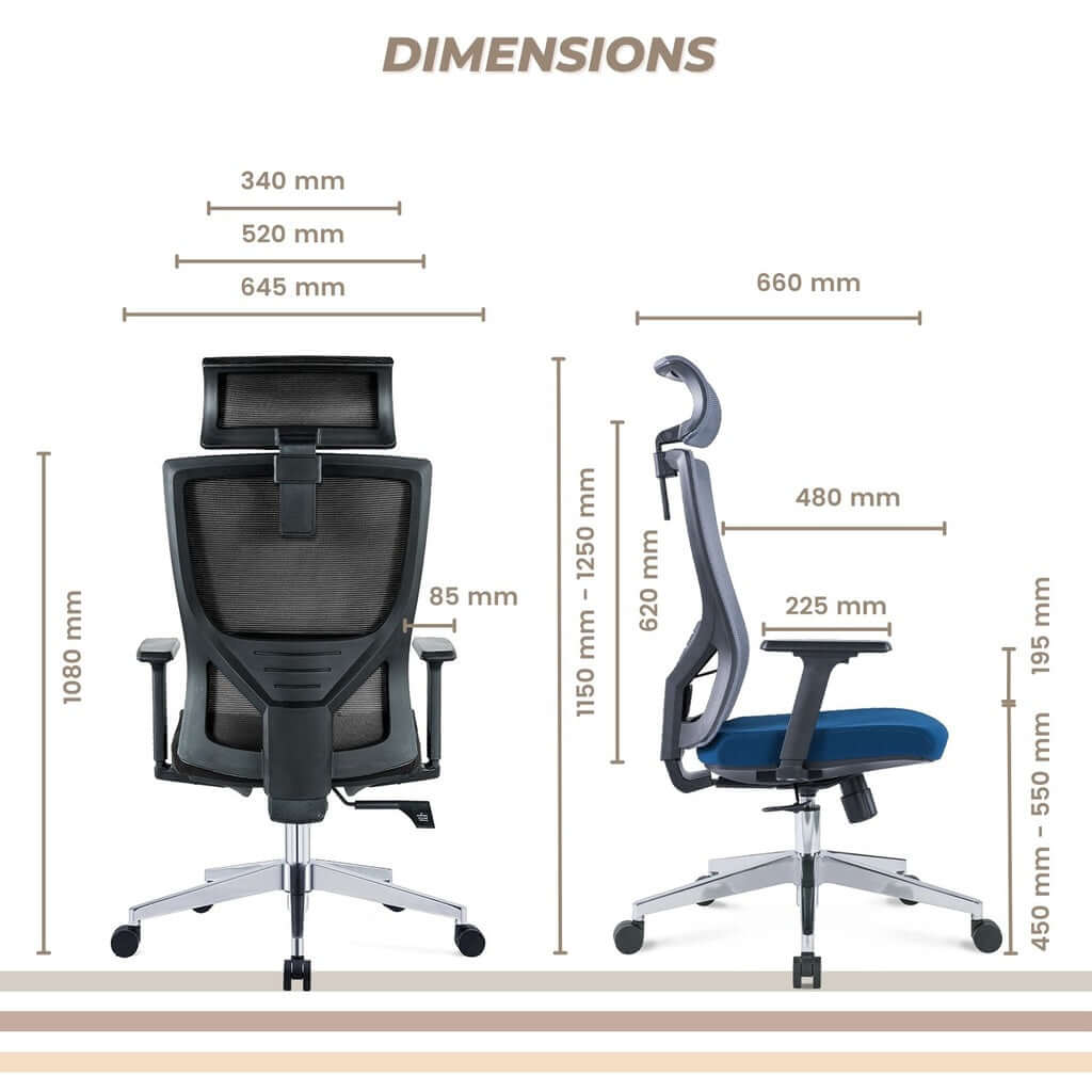 EKKIO Ava Backrest Office Chair - Black