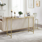 VASAGLE Console Table With Glass - Gold