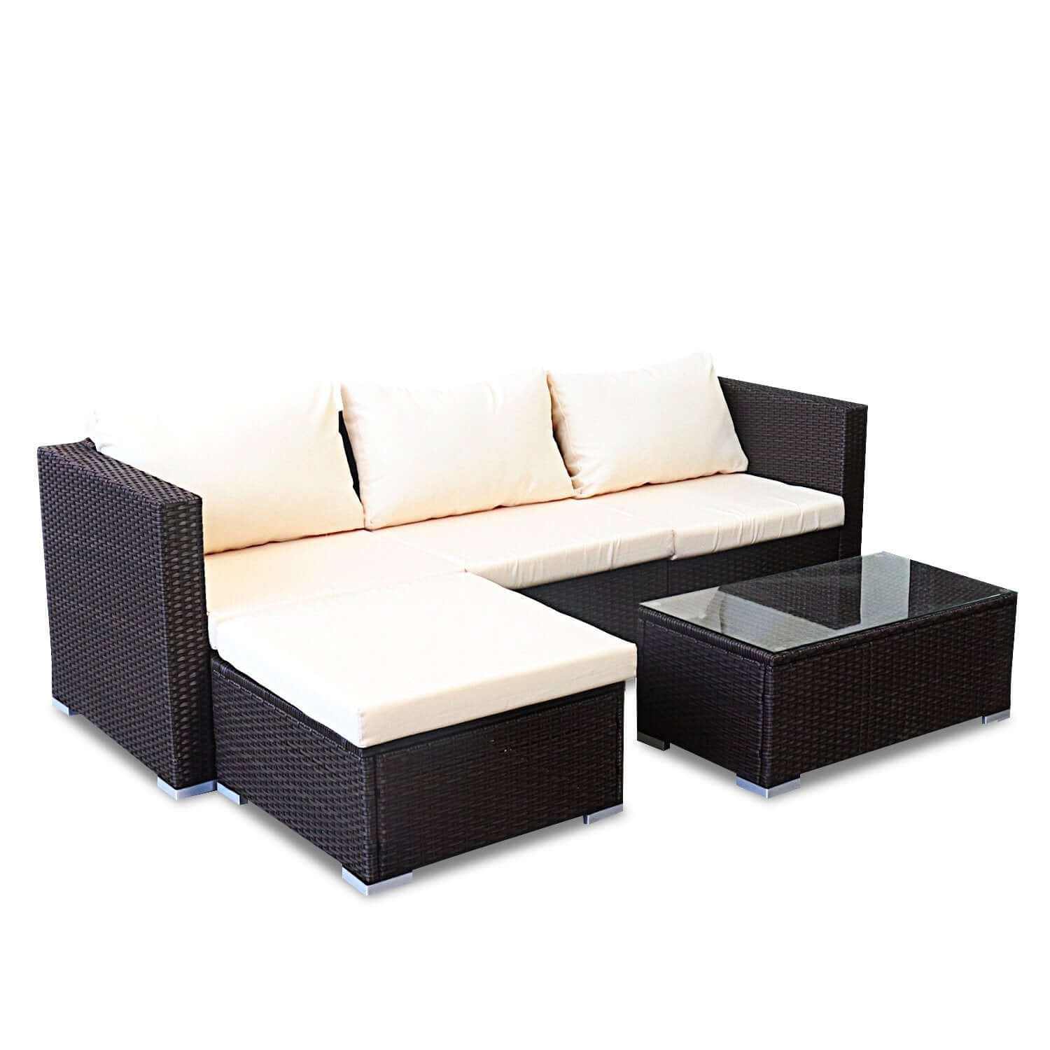 Sarantino 5pc PE Rattan Modular Outdoor Sofa Set - Brown