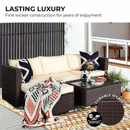 Sarantino 5pc PE Rattan Modular Outdoor Sofa Set - Brown