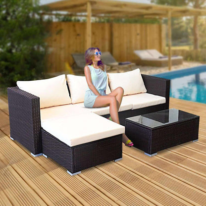 Sarantino 5pc PE Rattan Modular Outdoor Sofa Set - Brown