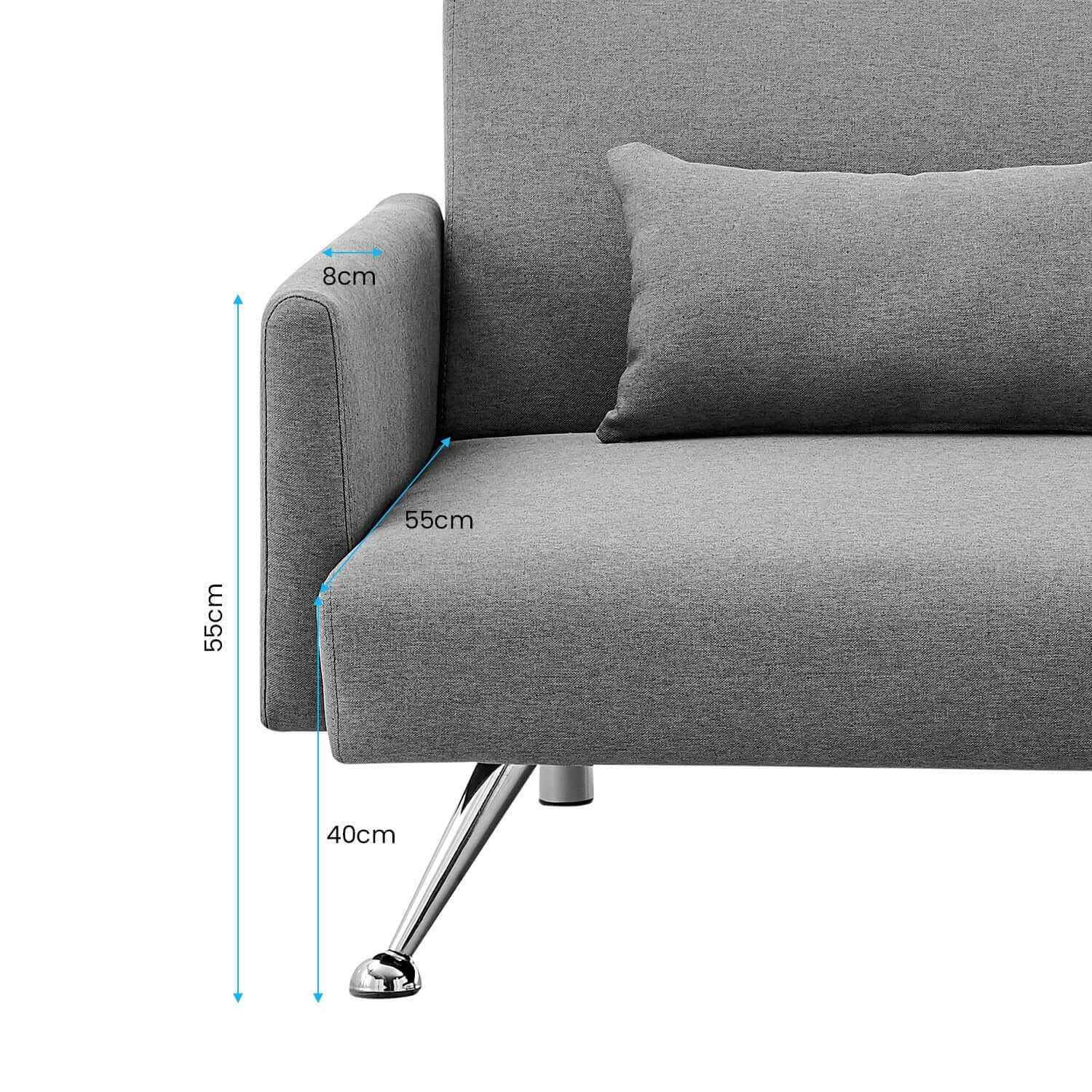 Sarantino Mia 3 Seater Sofa With Chaise and Pillows - Dark Grey