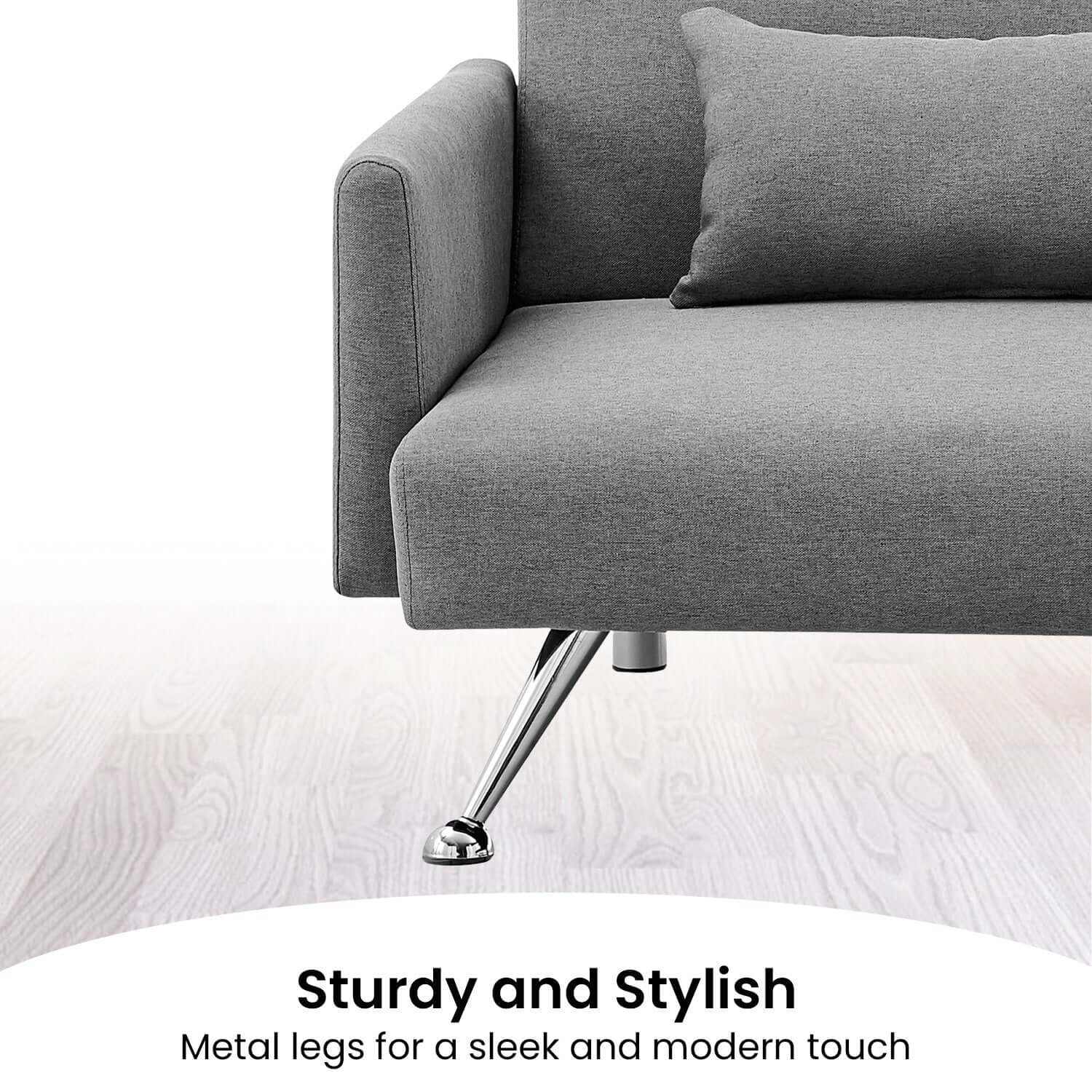 Sarantino Mia 3 Seater Sofa With Chaise and Pillows - Dark Grey