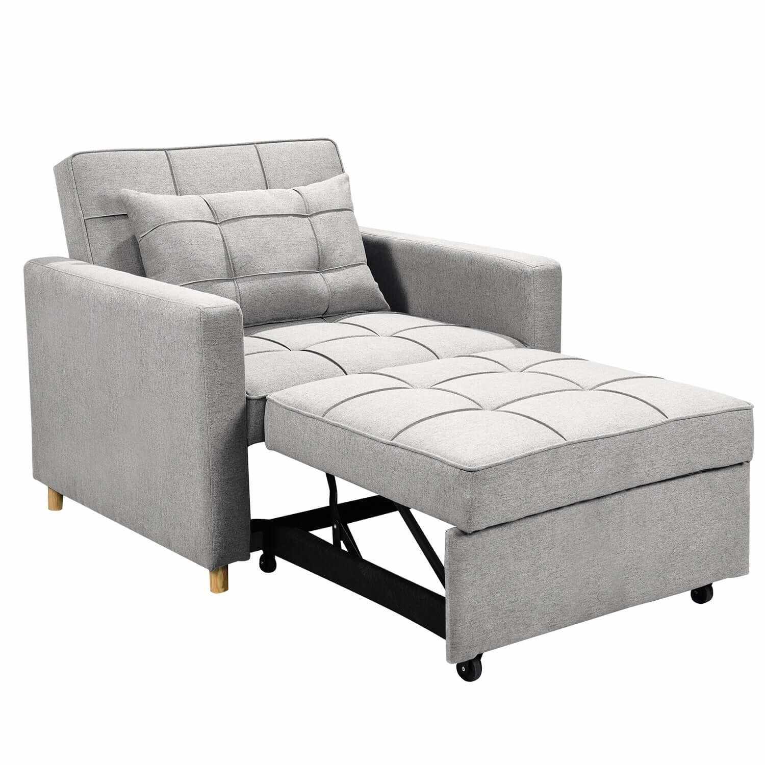 Sarantino Suri 3-in-1 Convertible Sofa Chair Lounger Bed - Light Grey