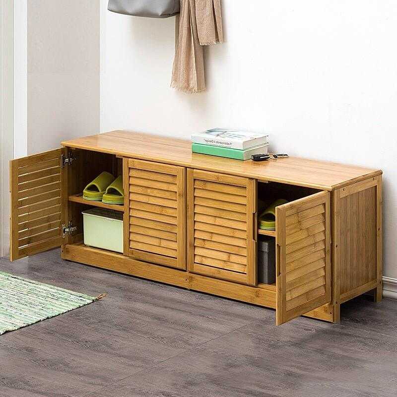 Bamboo Bench Seat Shoe Rack 132cm