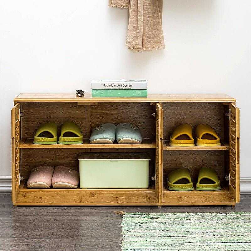 Bamboo Bench Seat Shoe Rack 