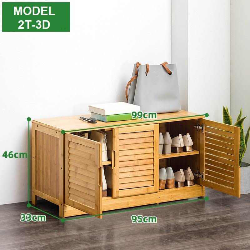 Bamboo Bench Seat Shoe Rack 