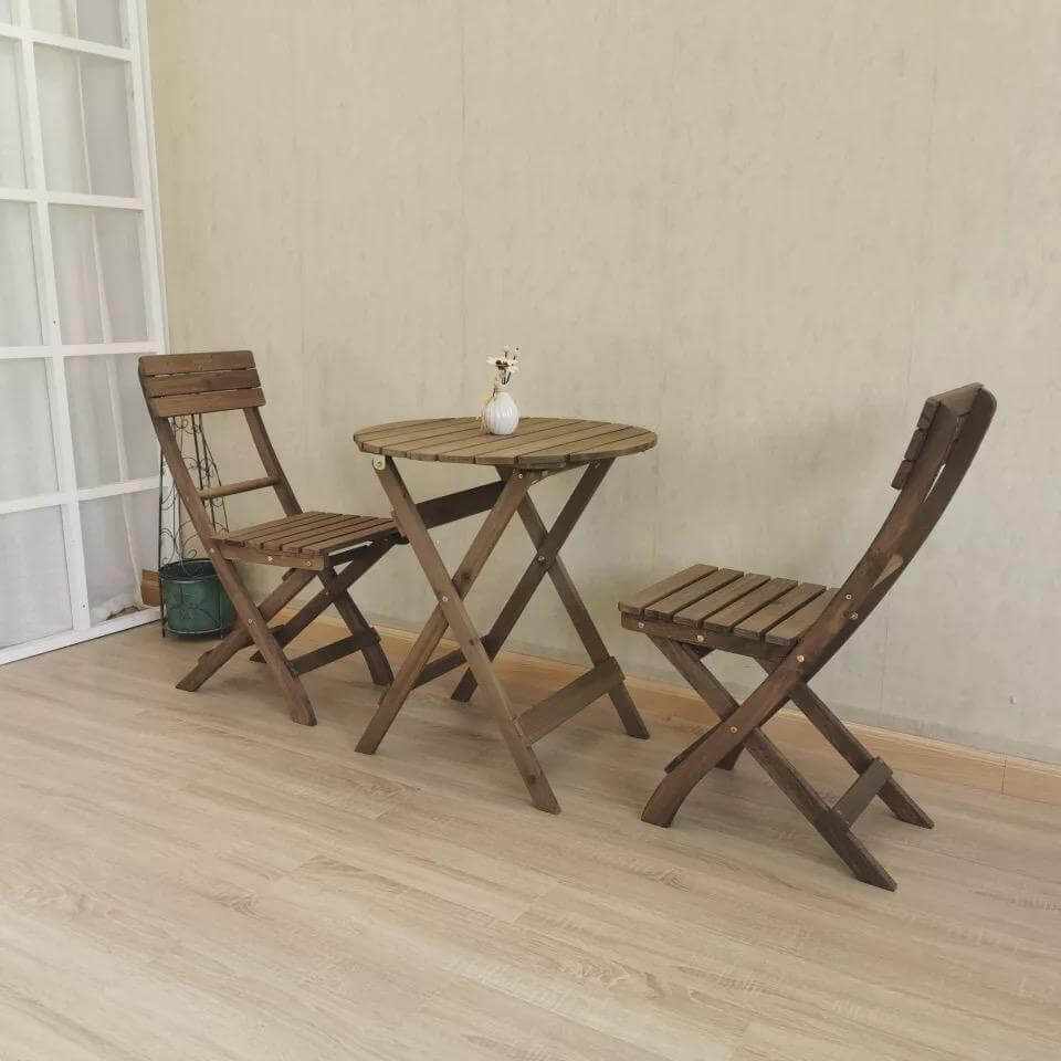 3 Piece Round Table Set Folding Bistro Set