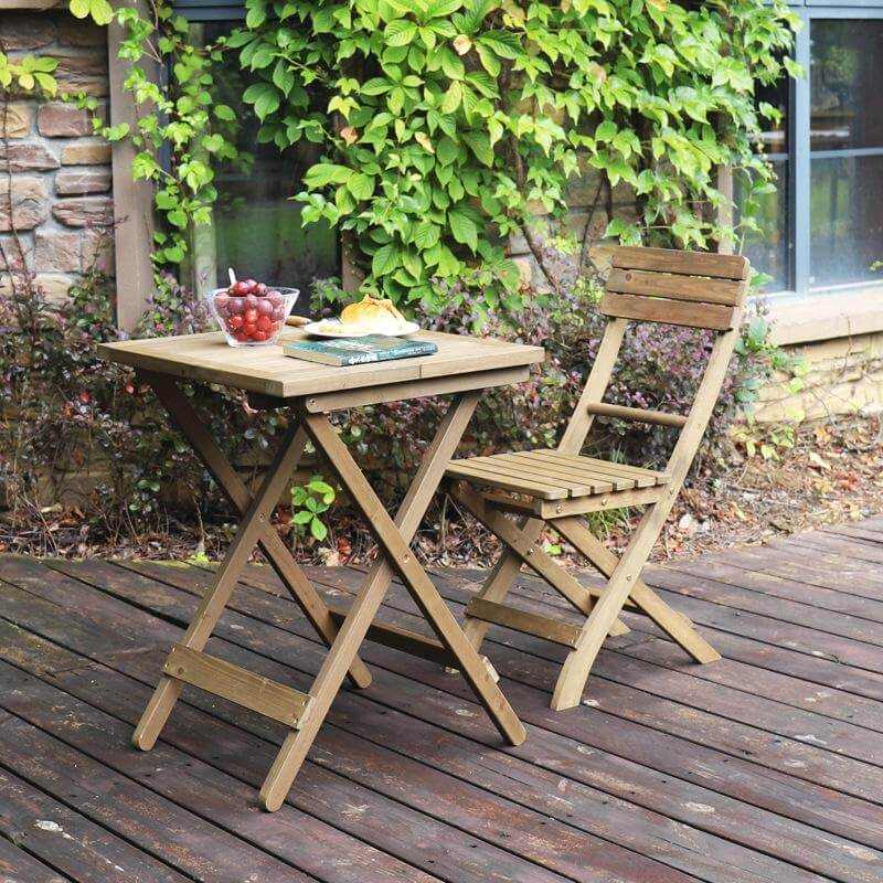 3 Piece Round Table Set Folding Bistro Set