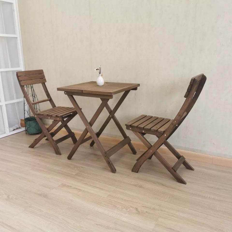 3 Piece Round Table Set Folding Bistro Set
