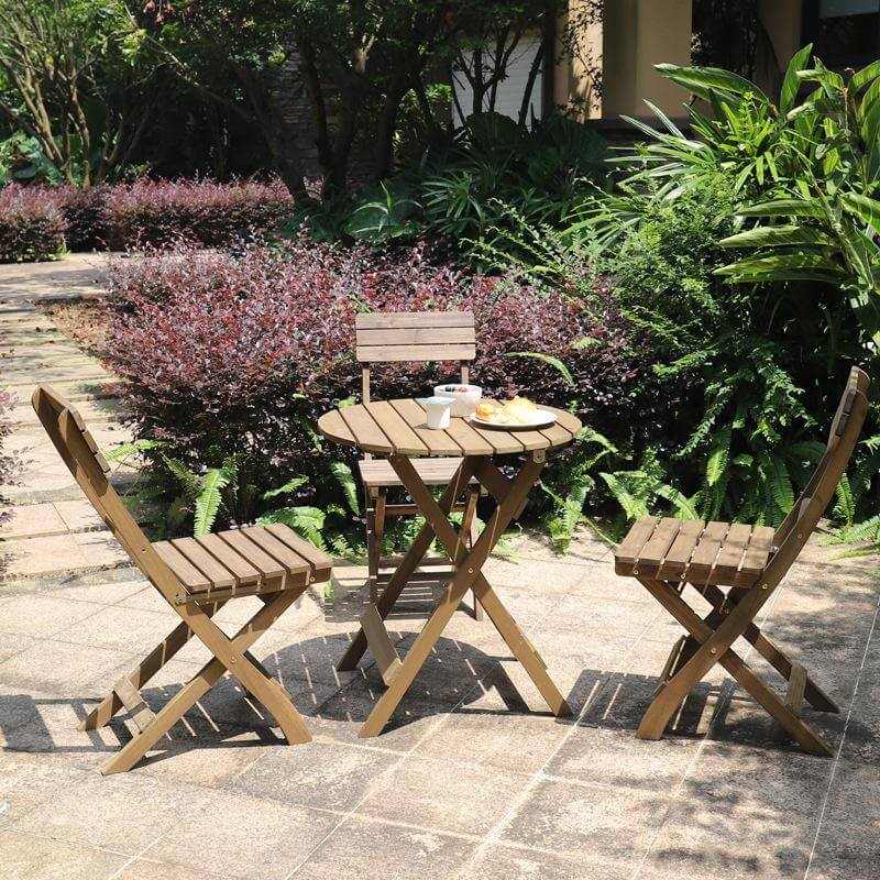 3 Piece Round Table Set Folding Bistro Set