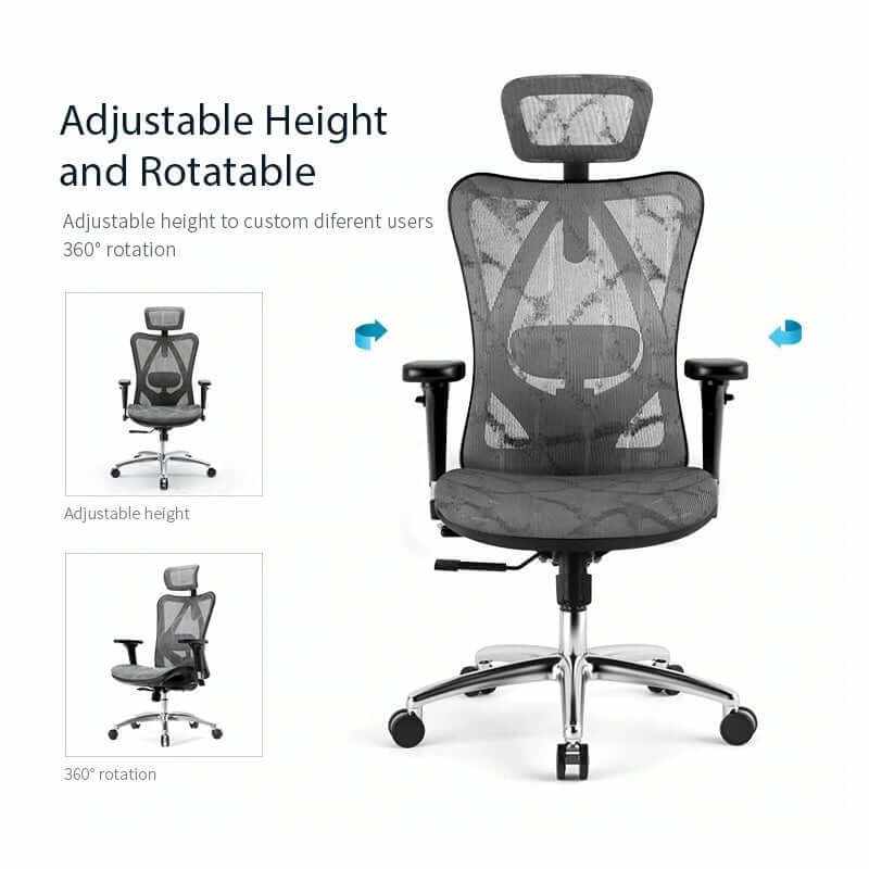 Emjay M57 High Back Ergonomic Chair with Footrest - Black