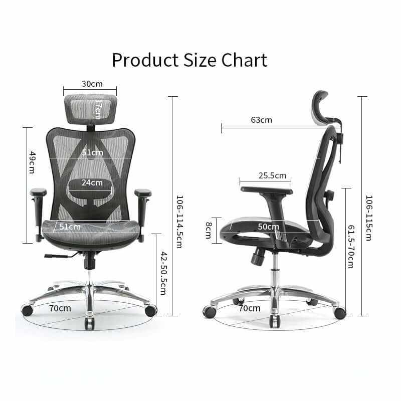 Emjay M57 High Back Ergonomic Chair with Footrest - Black