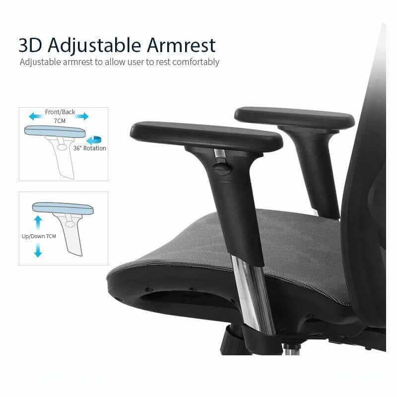 Emjay M57 High Back Ergonomic Chair with Footrest - Black
