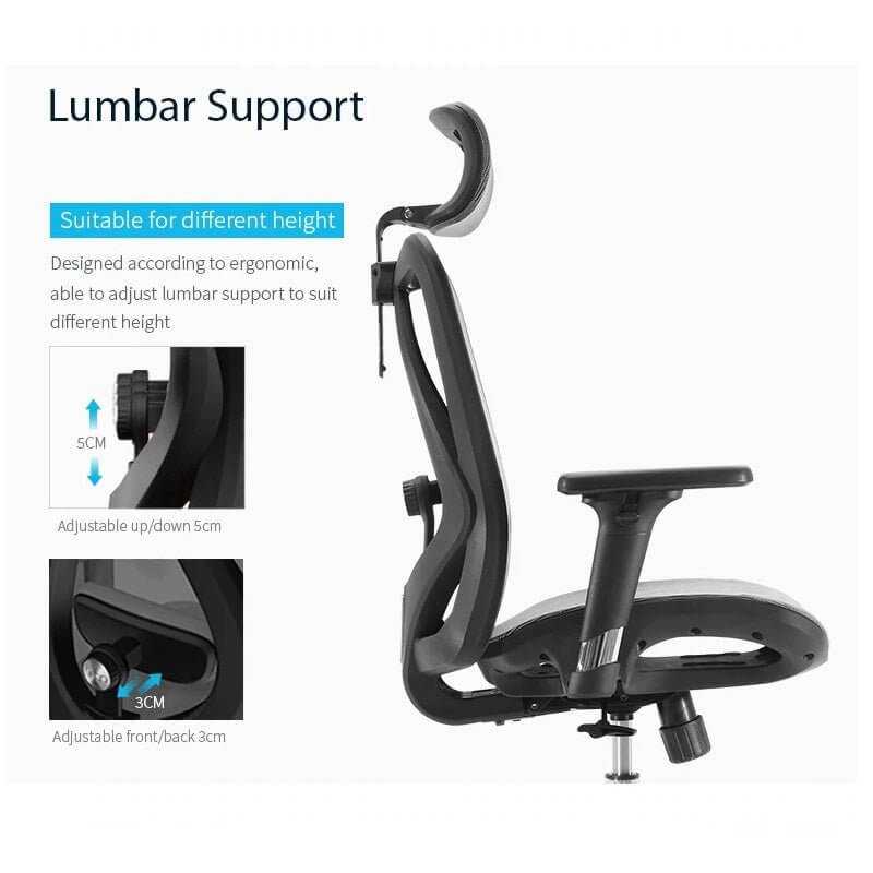 Emjay M57 High Back Ergonomic Chair with Footrest - Black
