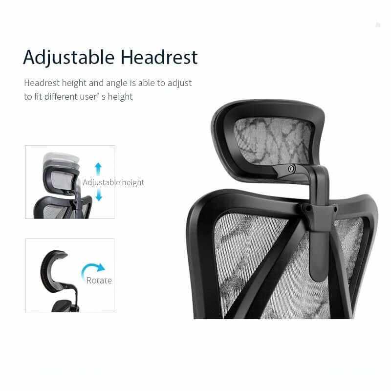 Emjay M57 High Back Ergonomic Chair with Footrest - Black