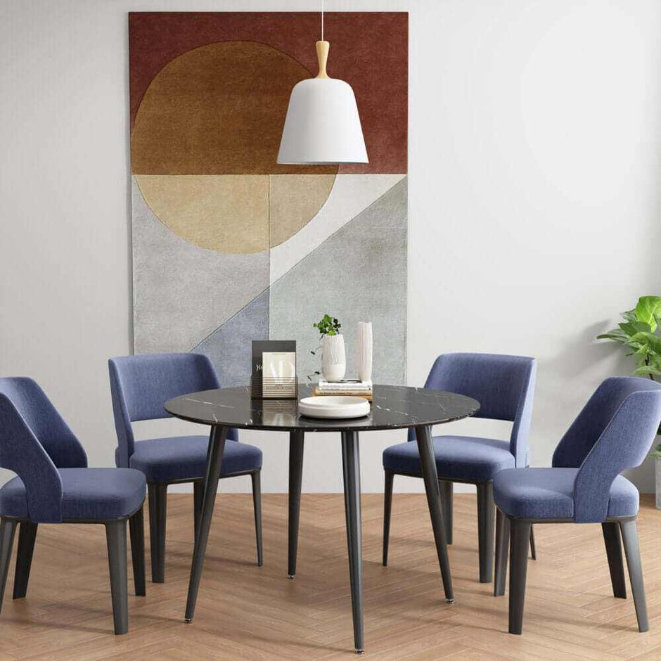 round marble effect dining table