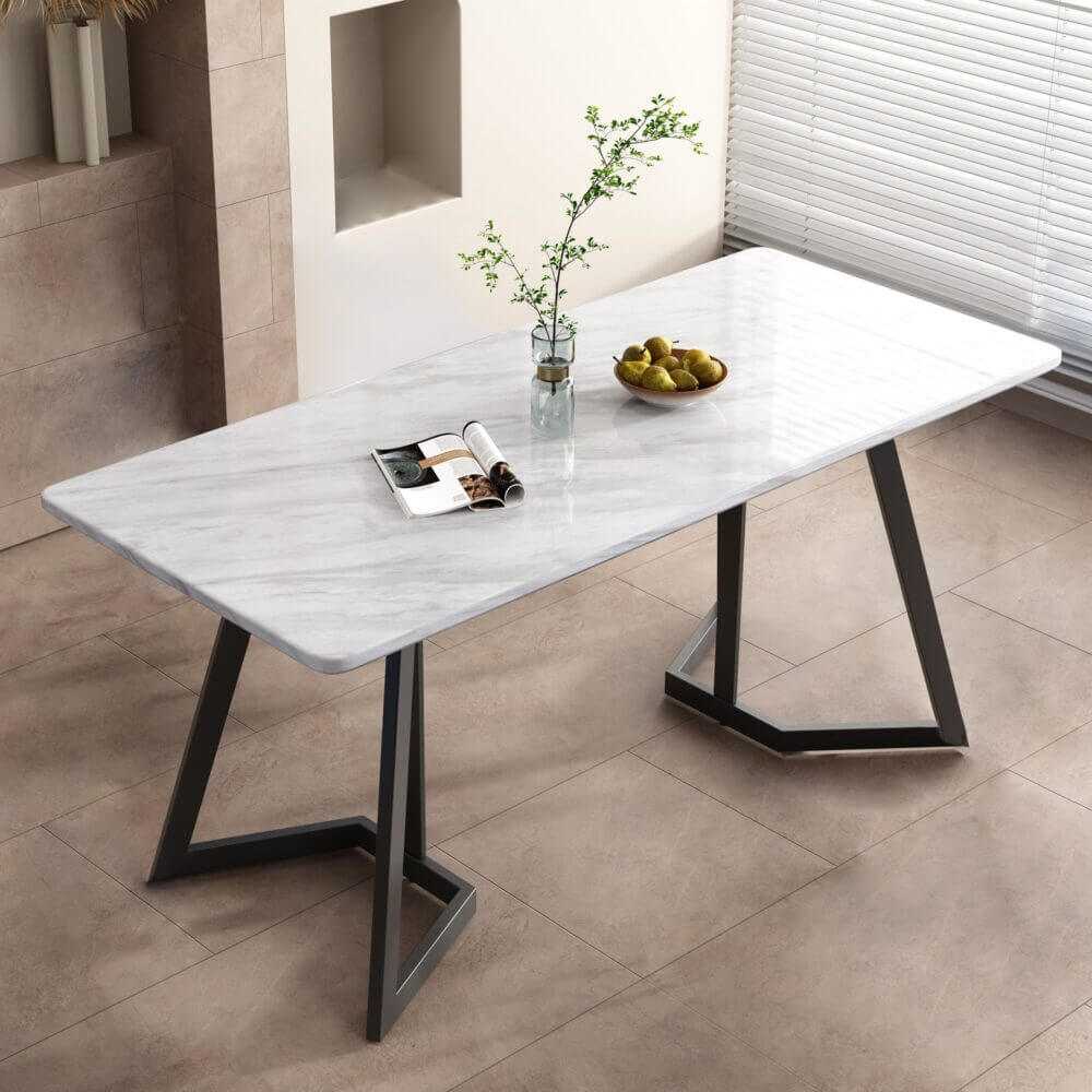 Rectangular Dining Table - Marble Effect