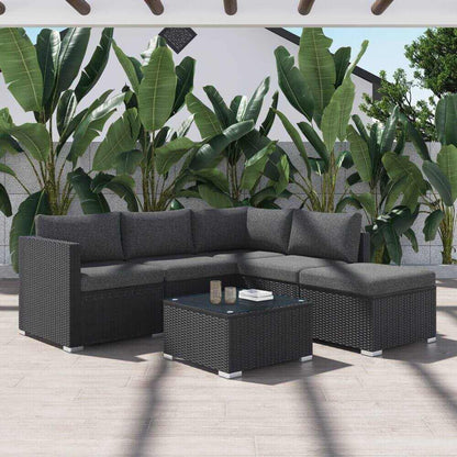 Ottoman-Style Outdoor Sofa Lounge Set in Black