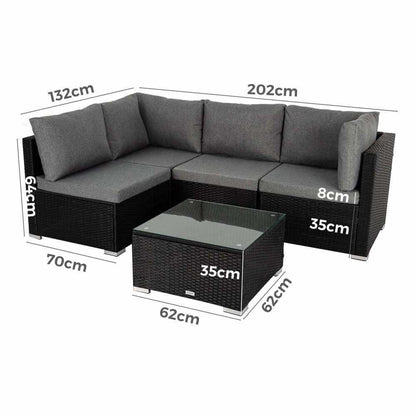 Modular Patio Lounge Outdoor Sofa - Black