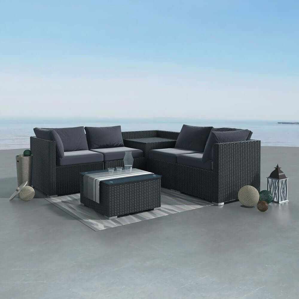 6 Pcs Outdoor Modular Lounge Sofa Coogee-Black