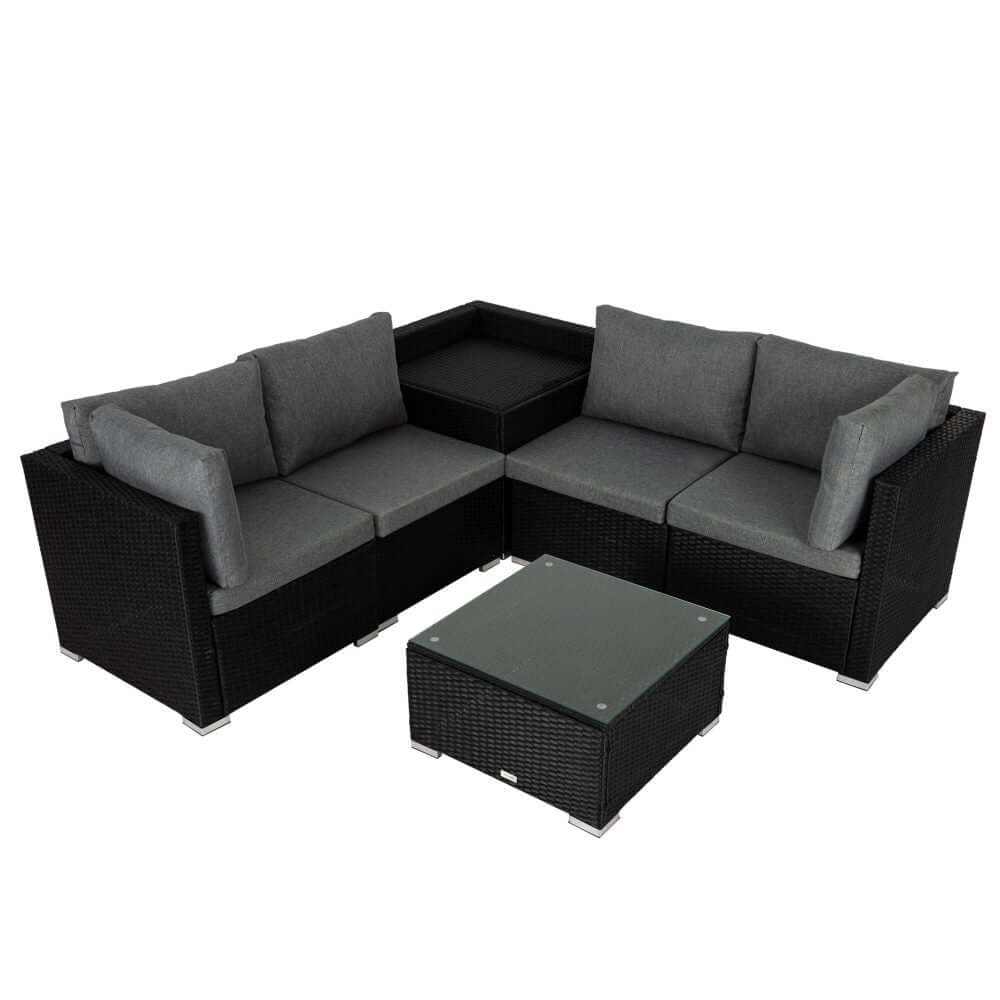 6 Pcs Outdoor Modular Lounge Sofa Coogee-Black