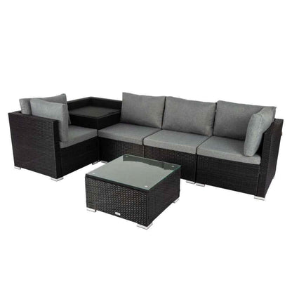 6 Pcs Outdoor Modular Lounge Sofa Coogee-Black