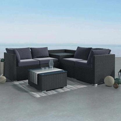 6 Pcs Outdoor Modular Lounge Sofa Coogee-Black