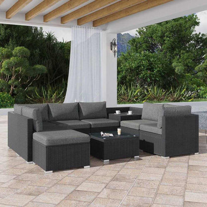 Large Modular Outdoor Patio Lounge Furniture Sofa Set in Black